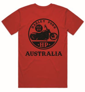 HarleyPorn red T-shirt -  Logo White or Black